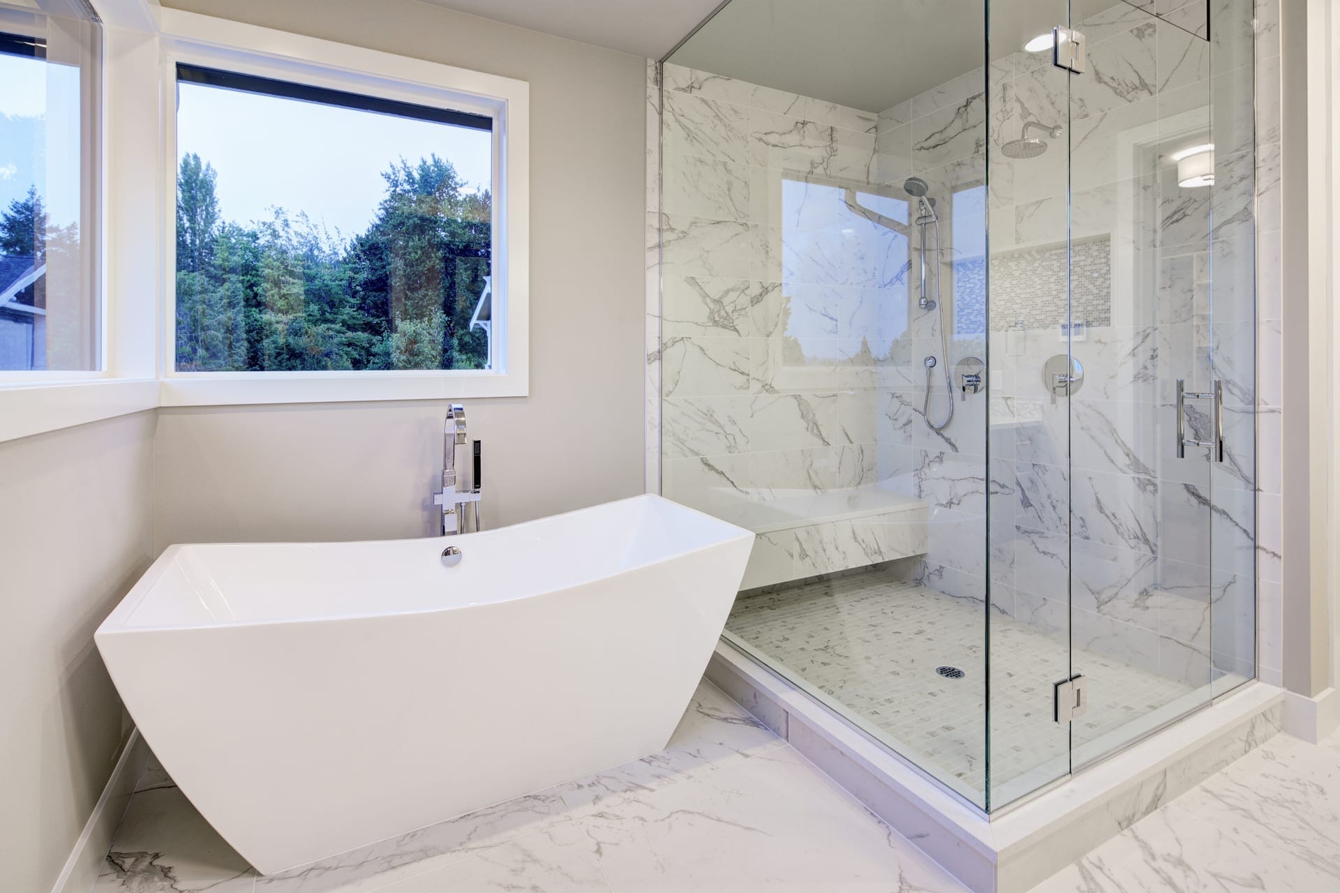 Custom frameless glass shower in Bowmanville home